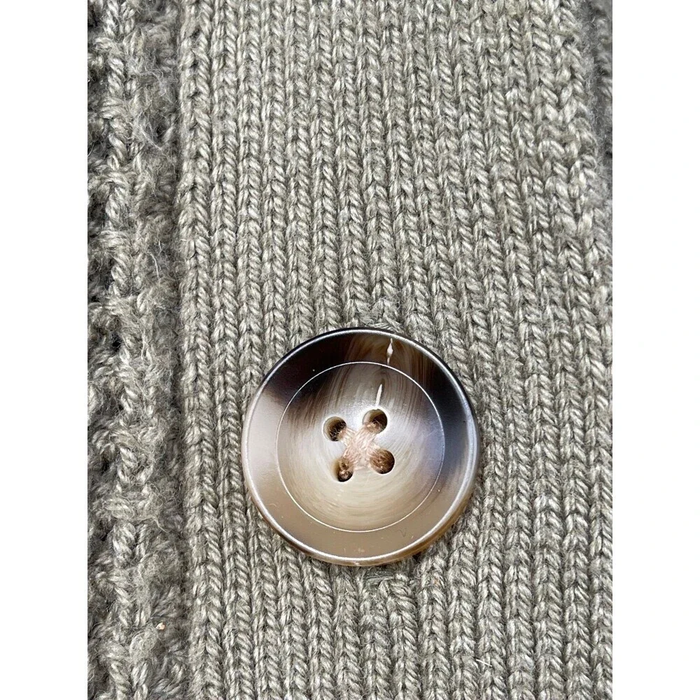 Eberjey Sage Green Waffle Knit Cardigan | Recycled Cotton Chunky Sweater M